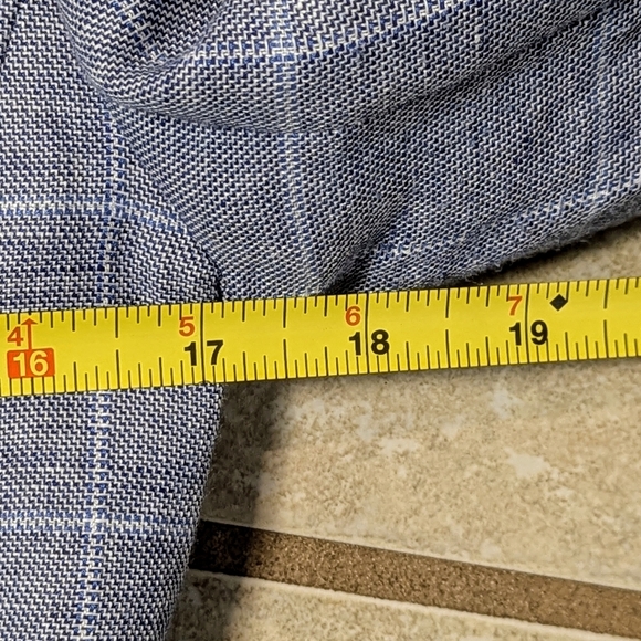 Banana Republic Linen Blend Plaid Blazer Size Petite 2 - Picture 4 of 11